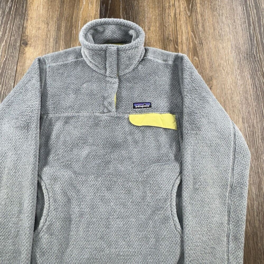 Patagonia Re-Tool Snap-T Fleece Pullover Womens M Gray Yellow Sweater Jacket